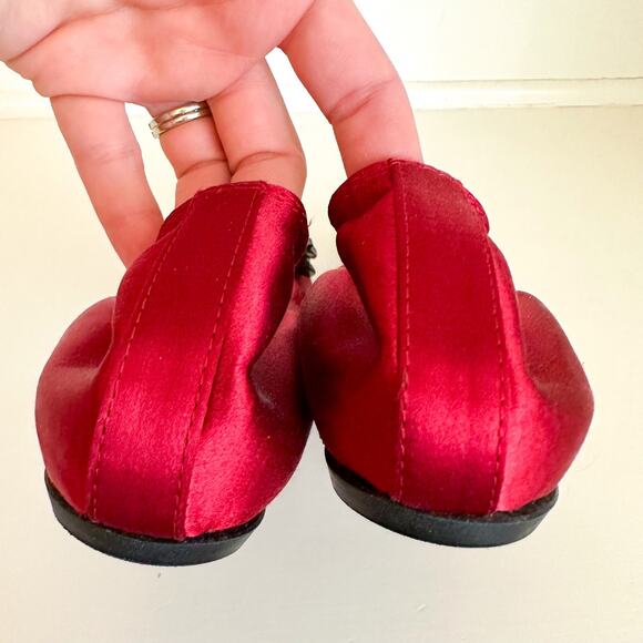 Lanvin Ballet Crystal Embellished Slip On Flats Red 40 - Picture 5 of 11